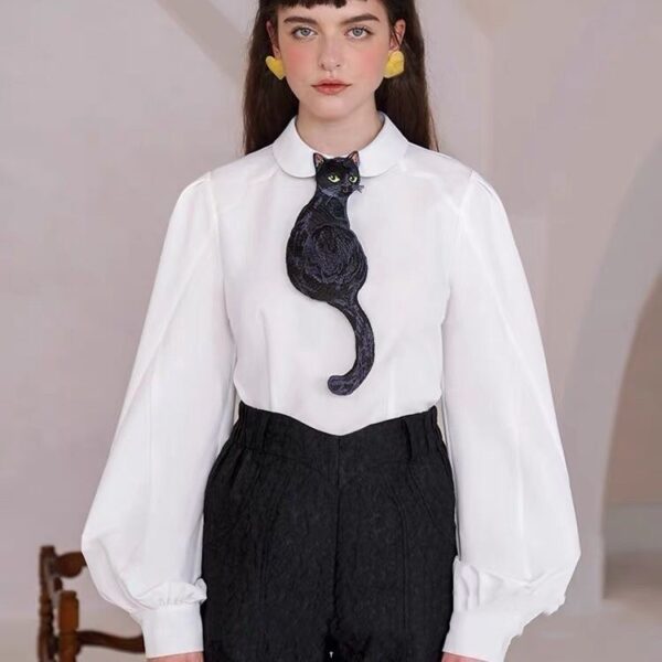 Tie Women's Black Cat Retro Minority Bow Tie - Image 2