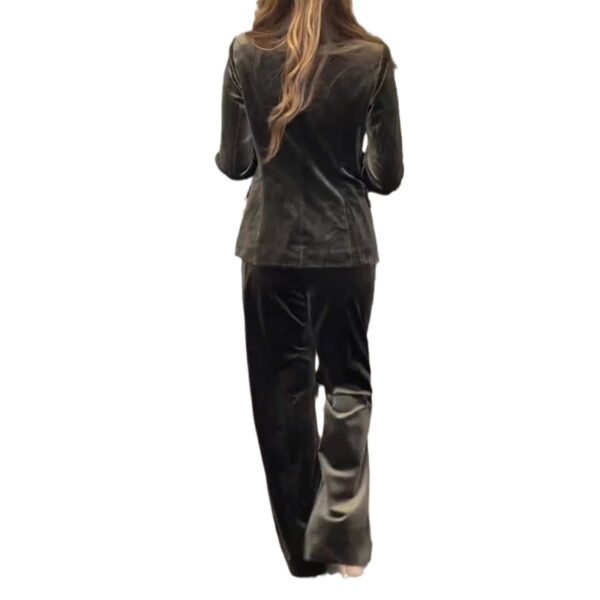Women's Fashion Double Breasted Velvet Two-piece Set - Image 5