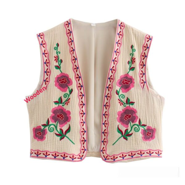 French Design Fashionable Casual Style All-match Two-color Embroidered Vest - Image 4