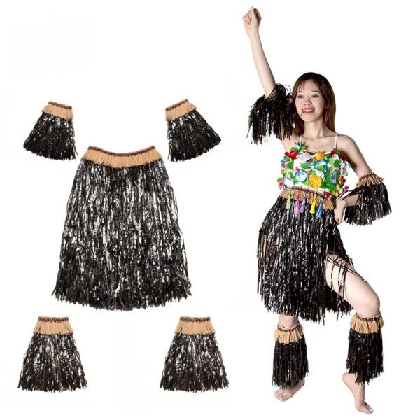 Hawaiian Style Party Grass Skirt Suit - Image 2